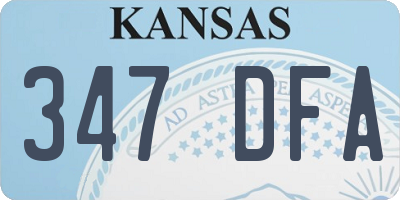 KS license plate 347DFA