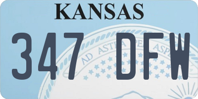 KS license plate 347DFW