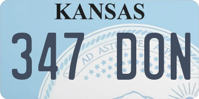 KS license plate 347DON