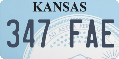 KS license plate 347FAE