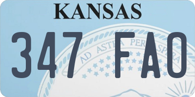 KS license plate 347FAO