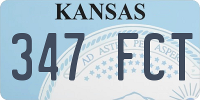 KS license plate 347FCT