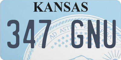 KS license plate 347GNU