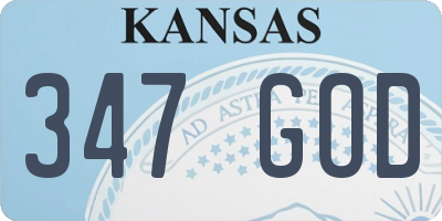 KS license plate 347GOD