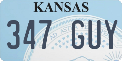 KS license plate 347GUY
