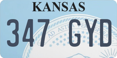 KS license plate 347GYD