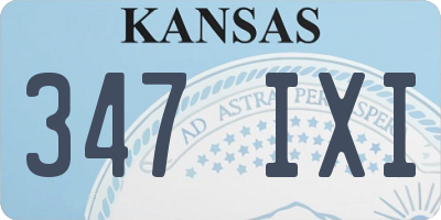 KS license plate 347IXI