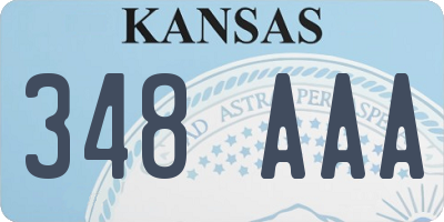 KS license plate 348AAA