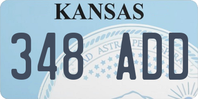 KS license plate 348ADD
