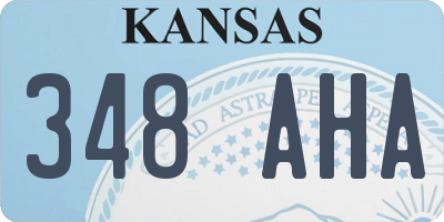 KS license plate 348AHA