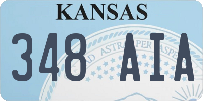 KS license plate 348AIA