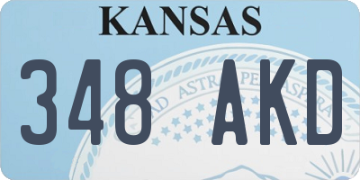 KS license plate 348AKD