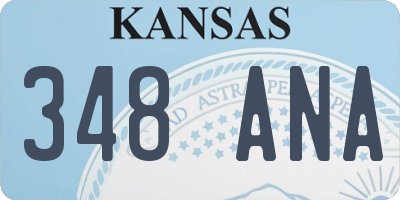 KS license plate 348ANA