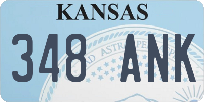KS license plate 348ANK