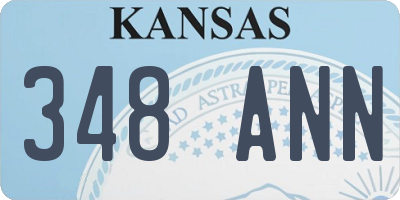 KS license plate 348ANN