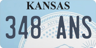 KS license plate 348ANS
