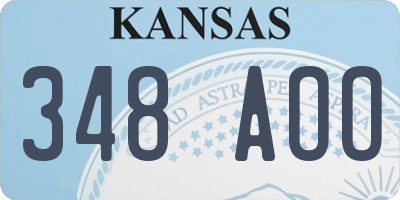 KS license plate 348AOO