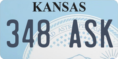 KS license plate 348ASK
