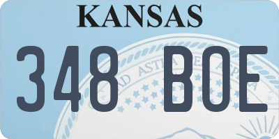 KS license plate 348BOE