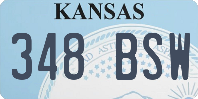 KS license plate 348BSW