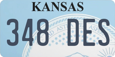 KS license plate 348DES