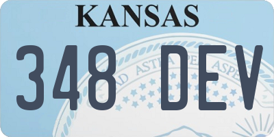 KS license plate 348DEV