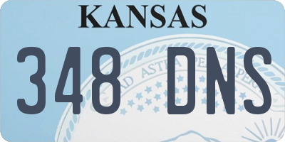 KS license plate 348DNS