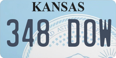 KS license plate 348DOW