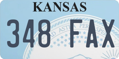 KS license plate 348FAX