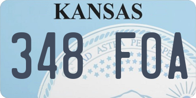 KS license plate 348FOA