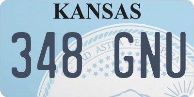 KS license plate 348GNU