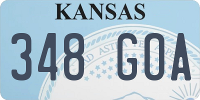 KS license plate 348GOA