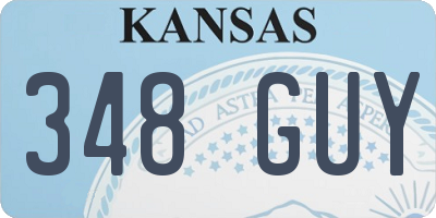 KS license plate 348GUY