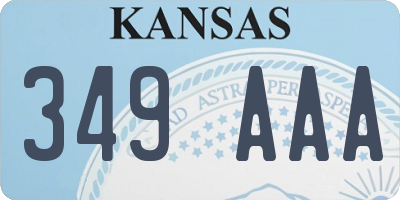 KS license plate 349AAA