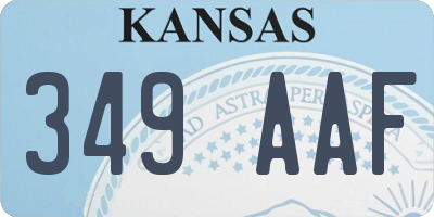 KS license plate 349AAF