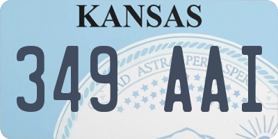 KS license plate 349AAI