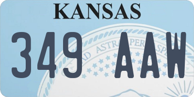 KS license plate 349AAW