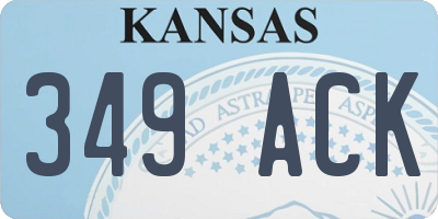 KS license plate 349ACK