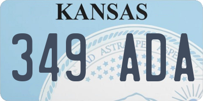 KS license plate 349ADA