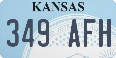 KS license plate 349AFH