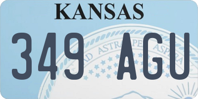 KS license plate 349AGU