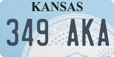 KS license plate 349AKA