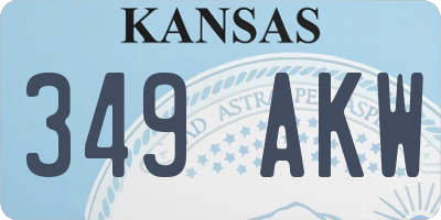 KS license plate 349AKW