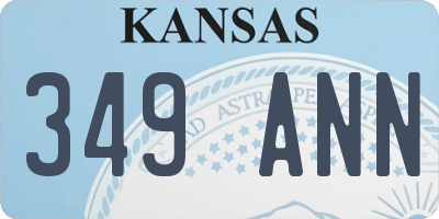 KS license plate 349ANN