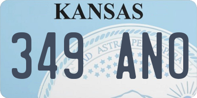 KS license plate 349ANO