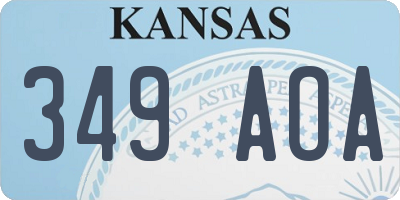 KS license plate 349AOA