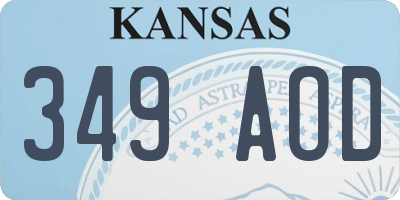 KS license plate 349AOD