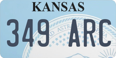 KS license plate 349ARC