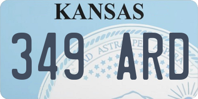 KS license plate 349ARD