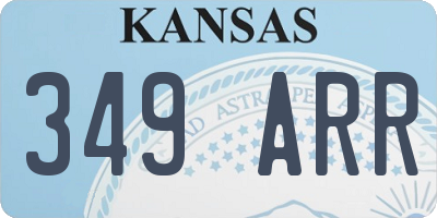 KS license plate 349ARR